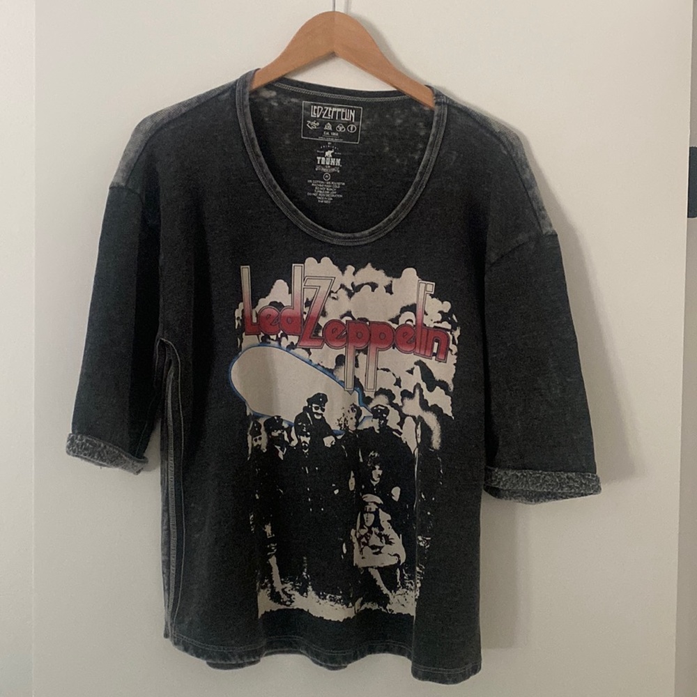 Trunk Ltd - Led Zeppelin light fleece burnout top EUC